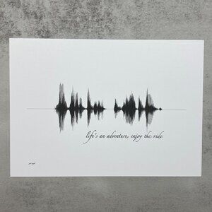 NEW Life's An Adventure Soundwave Wall Art Print 5x7in Black White Minimalist
